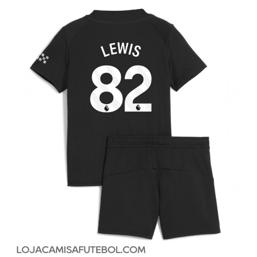 Camisa de Futebol Manchester City Rico Lewis #82 Equipamento Secundário Infantil 2025-26 Manga Curta (+ Calças curtas)